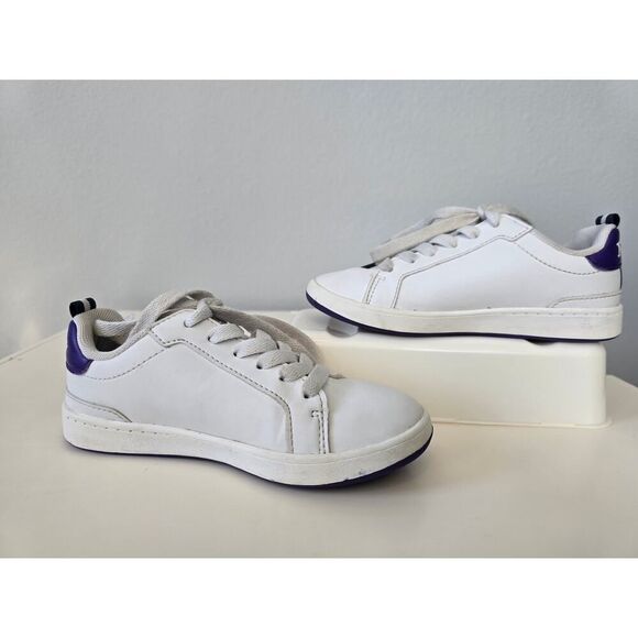 Polo Ralph Lauren Bear Sneakers Kids Size 11 White Purple Preppy Vibes - Picture 2 of 7